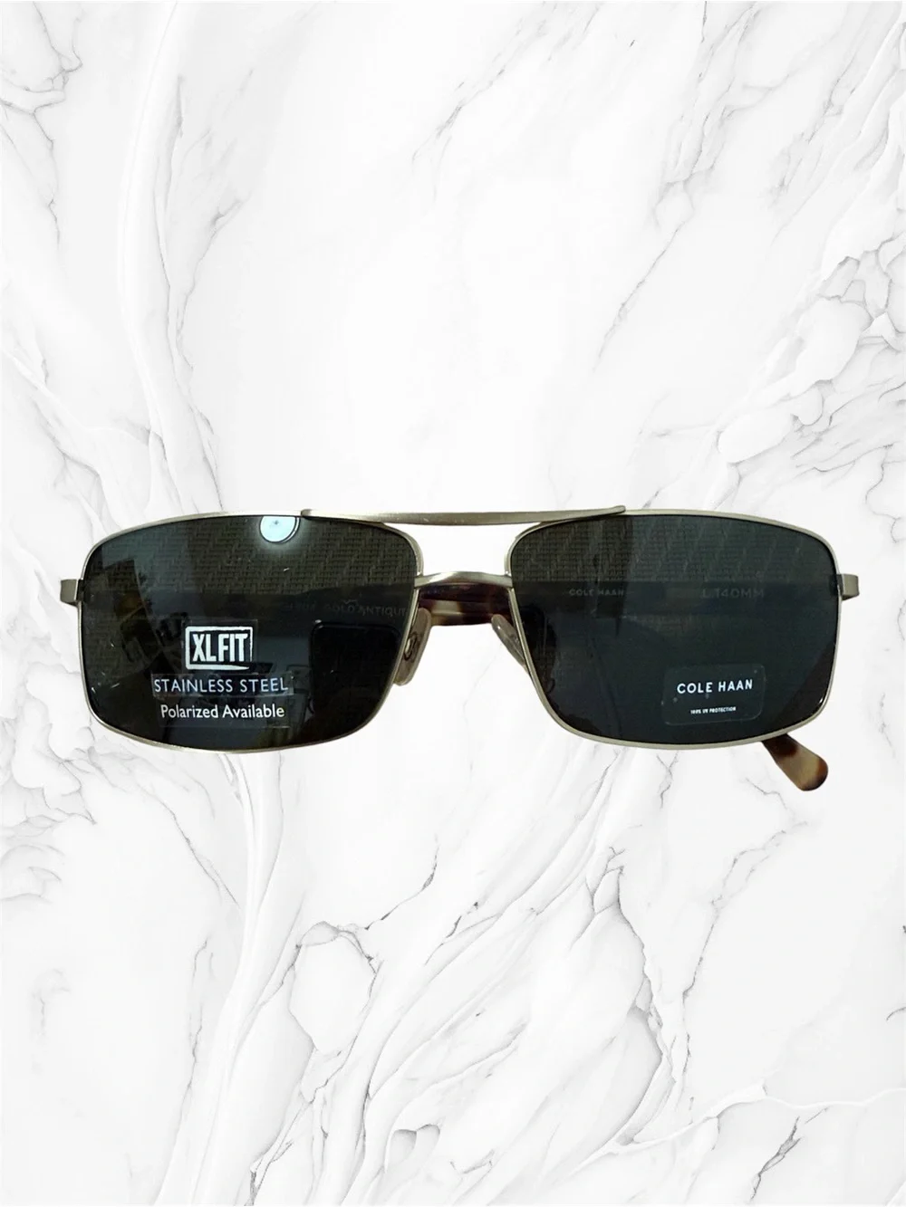 Cole Haan silver Frame Sunglasses with Black Lenses XL for stainless steel
